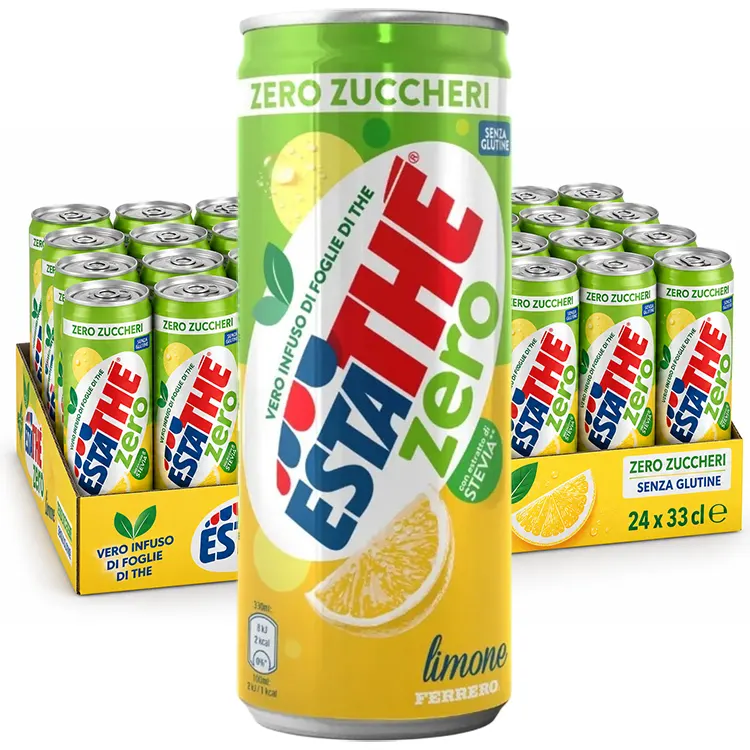 Estathé Limone ZERO IJsthee Citroen – Suikervrije Italiaanse IJsthee - 24 x 33cl