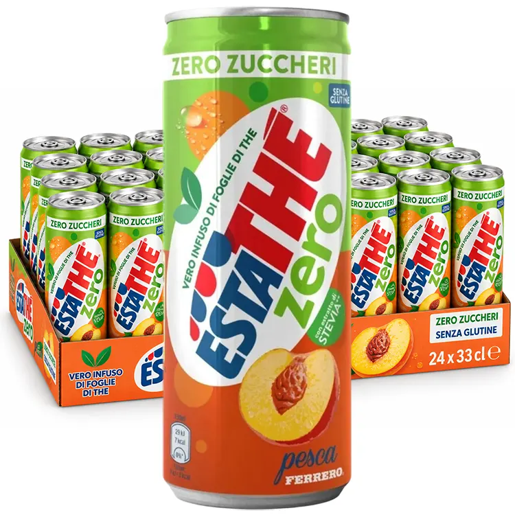 Estathé Pesca ZERO IJsthee Perzik – Suikervrije Italiaanse IJsthee - 24 x 33cl